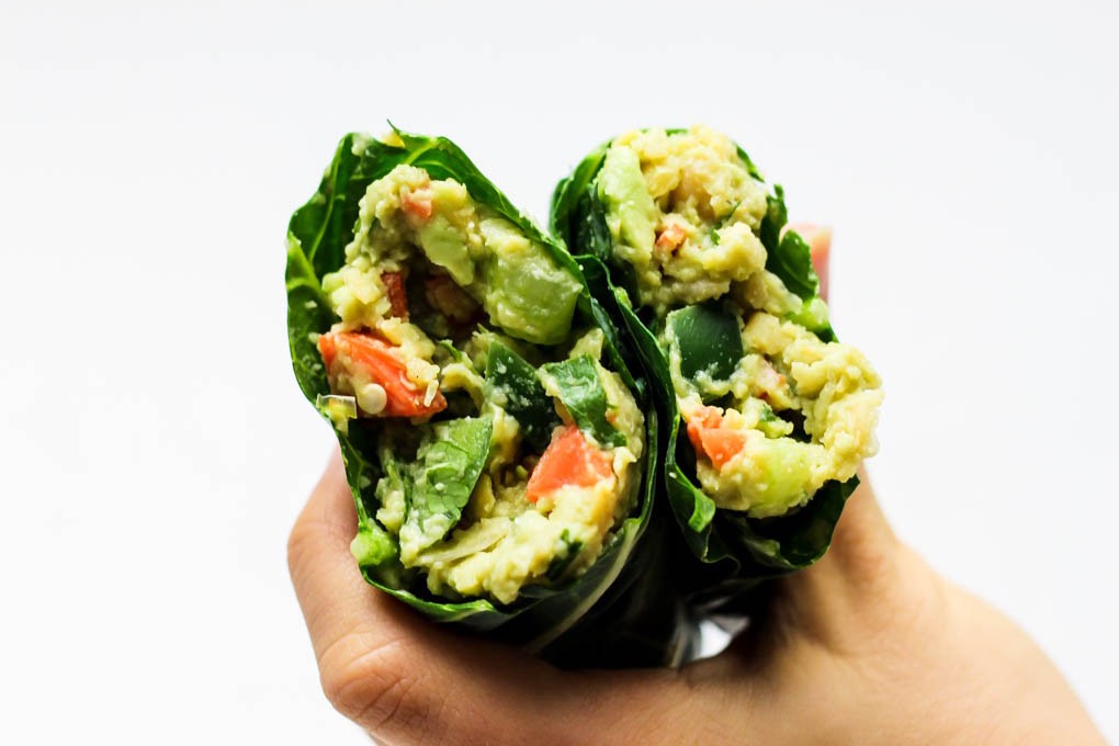 Avocado Chickpea Salad Collard Wraps